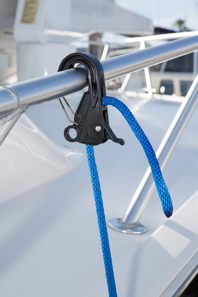 Danik Hook Marine Fender Hook â€“ Adjustable Boat Fender Hanger (Made in USA) â€“ No Knots Needed, High-Strength Composite for 3/8"â€“5/8" Line, Fits Up to 1 1/4" Rails (Fender Line Not Included) - Black - Image 2